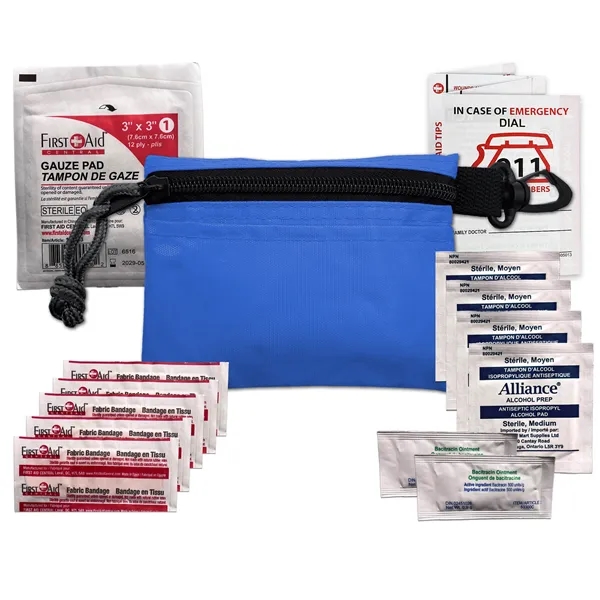 First aid kit with a carabiner pouch, first aid instruction card,... from ASI 84514 Safety Made