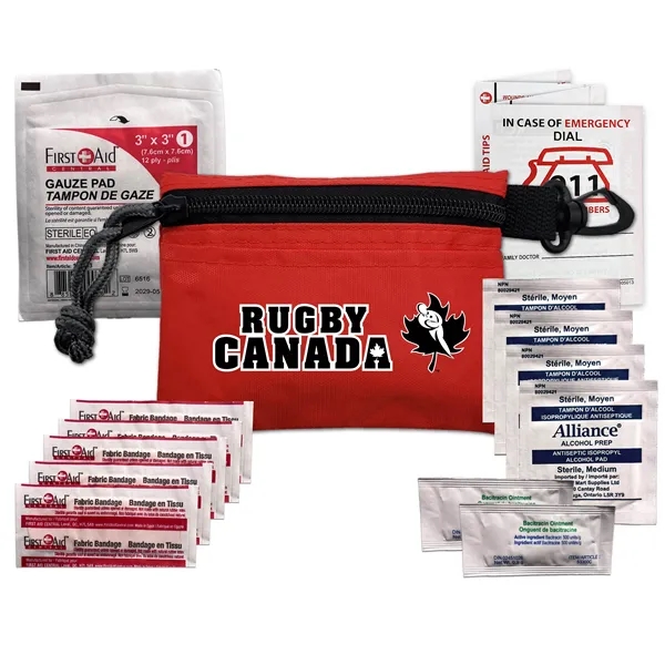 First aid kit with a carabiner pouch, first aid instruction card,... from ASI 84514 Safety Made