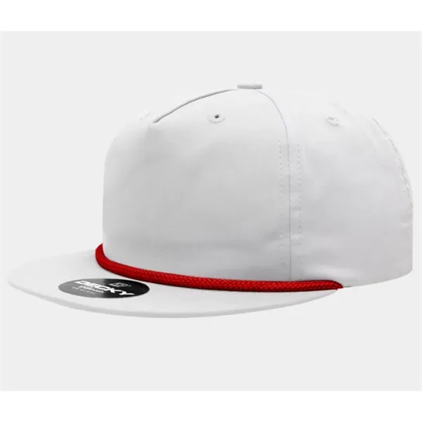 5-panel soft-structured rope cap with flat bill, braid detail, and snapback... from ASI 72657 Active Life Promo