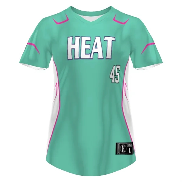 Girls' Sublimated Pin-Dot Short Sleeve Softball Jersey, 100% Polyester Wicking Smooth... from ASI 37461 Augusta Sportswear / Holloway Sportswear