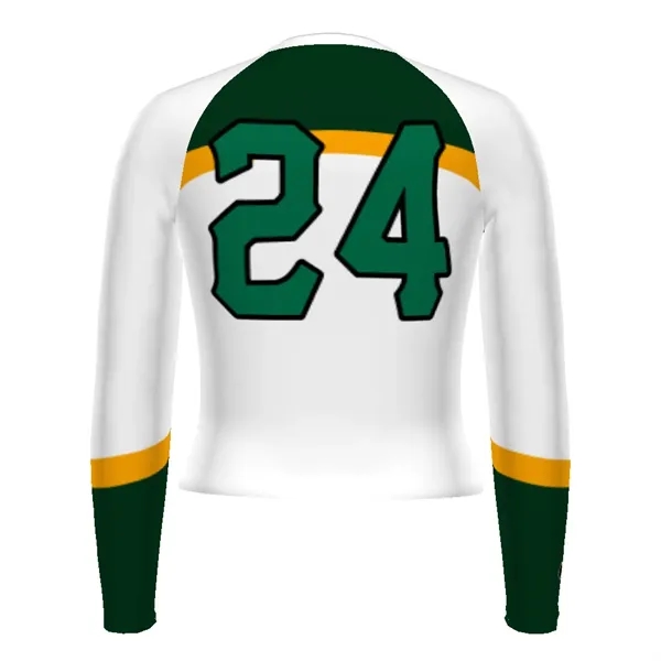 Girls' sublimated long sleeve cheer top, heavyweight 88% polyester/12% spandex.... from ASI 37461 Augusta Sportswear / Holloway Sportswear