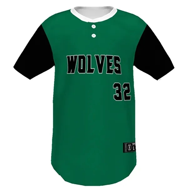 Youth 2-Button Baseball Jersey. Dry-Excel™ 100% polyester Pin-Dot wicking mesh.... from ASI 37461 Augusta Sportswear / Holloway Sportswear