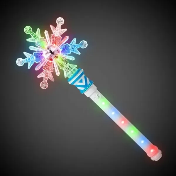 LED snowflake wand with light-up handle, blue trim and 3 unique... from ASI 42016 Brighter Promotions Inc