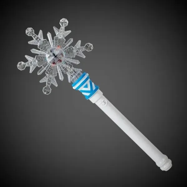 LED snowflake wand with light-up handle, blue trim and 3 unique... from ASI 42016 Brighter Promotions Inc