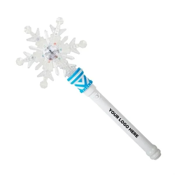 LED snowflake wand with light-up handle, blue trim and 3 unique... from ASI 42016 Brighter Promotions Inc