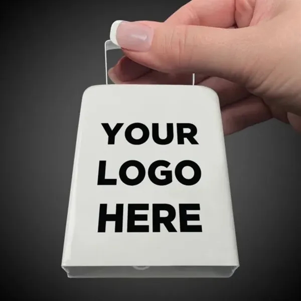 4 1/2" large white metal cowbell.... from ASI 42016 Brighter Promotions Inc