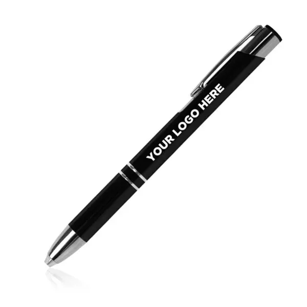 Black metallic ballpoint pen with a LED light-up tip.... from ASI 42016 Brighter Promotions Inc
