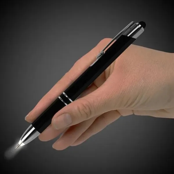 3-in-1 ballpoint pen, touchscreen stylus and LED flashlight tip with bright... from ASI 42016 Brighter Promotions Inc