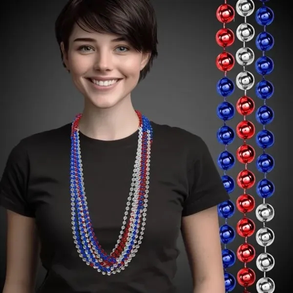 36" red, silver and blue beaded necklace.... from ASI 42016 Brighter Promotions Inc / Chemical Light™