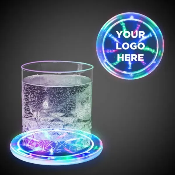 3 3/4" light-up drink coaster with red, green and blue LED... from ASI 42016 Brighter Promotions Inc