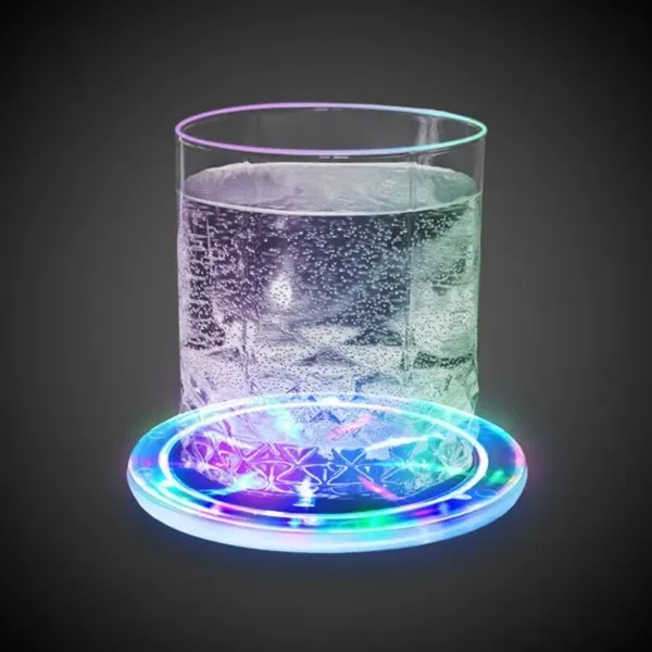 3 3/4" light-up drink coaster with red, green and blue LED... from ASI 42016 Brighter Promotions Inc