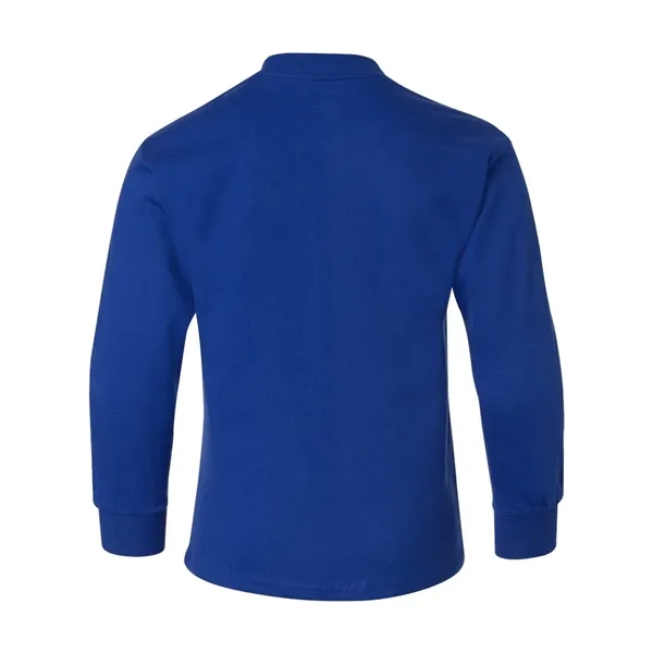 Long sleeve T-shirt for youth with lay flat collar, tag-free neck... from ASI 84358 S&S Activewear