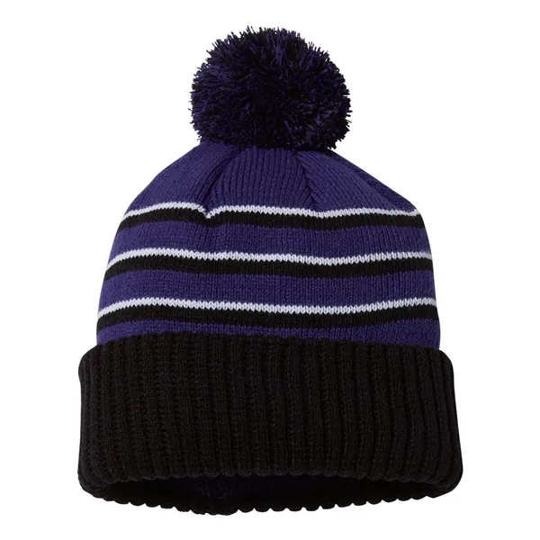 Richardson Stripe Pom Beanie With Cuff... from ASI 84358 S&S Activewear