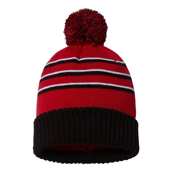 Richardson Stripe Pom Beanie With Cuff... from ASI 84358 S&S Activewear