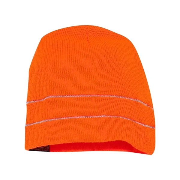 Beanie with two stripes of reflective thread, blank.... from ASI 84358 S&S Activewear
