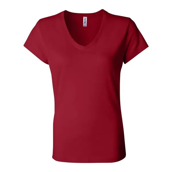Women's short sleeve v-neck jersey t-shirt. Blank product.... from ASI 84358 S&S Activewear