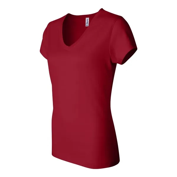 Women's short sleeve v-neck jersey t-shirt. Blank product.... from ASI 84358 S&S Activewear