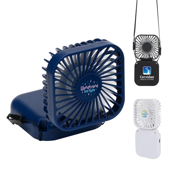 Mini Folding Rechargeable Fan with Lanyard... from ASI 36730 Ariel Premium Supply Inc