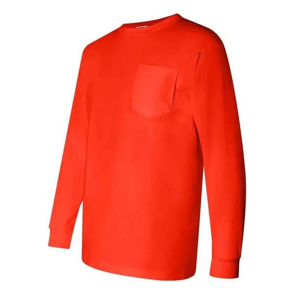Adult pre-shrunk 100% cotton long sleeve t-shirt with a pocket, union... from ASI 84358 S&S Activewear