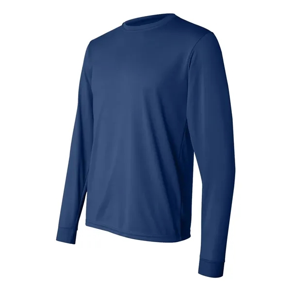 Performance long sleeve t-shirt with a self-fabric collar and cuffs. Blank... from ASI 84358 S&S Activewear
