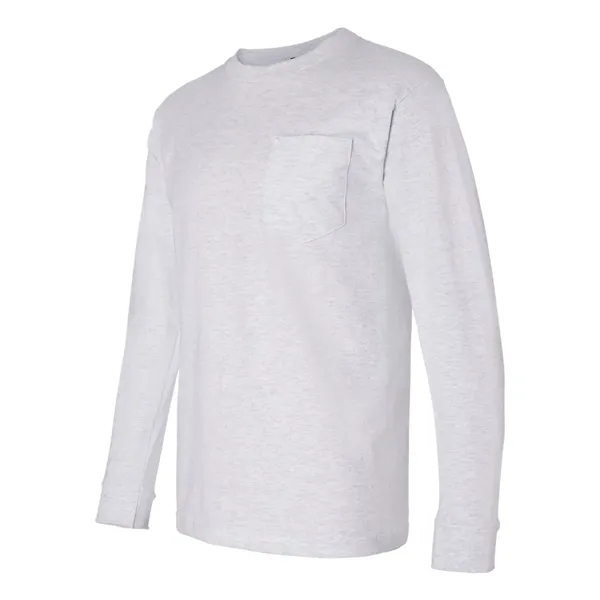 Adult USA made heavyweight 100% cotton long sleeve t-shirt with pocket.... from ASI 84358 S&S Activewear