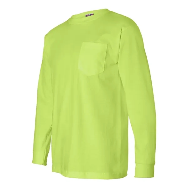 Adult USA made heavyweight 100% cotton long sleeve t-shirt with pocket.... from ASI 84358 S&S Activewear