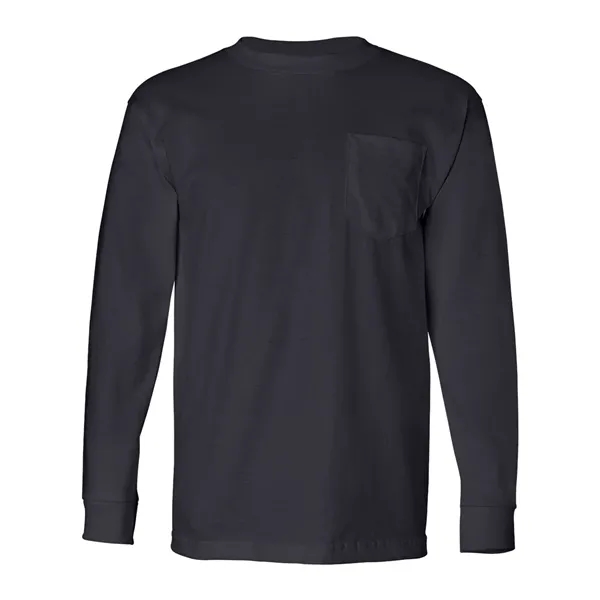 Adult USA made heavyweight 100% cotton long sleeve t-shirt with pocket.... from ASI 84358 S&S Activewear