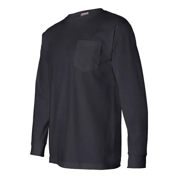 Adult USA made heavyweight 100% cotton long sleeve t-shirt with pocket.... from ASI 84358 S&S Activewear