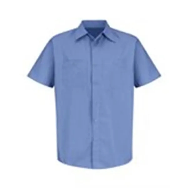 Striped short-sleeve work shirt with soil-release finish and front pockets.... from ASI 84358 S&S Activewear
