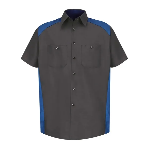 Short sleeve polyester/cotton poplin shirt with soil-release and moisture-wicking properties.... from ASI 84358 S&S Activewear