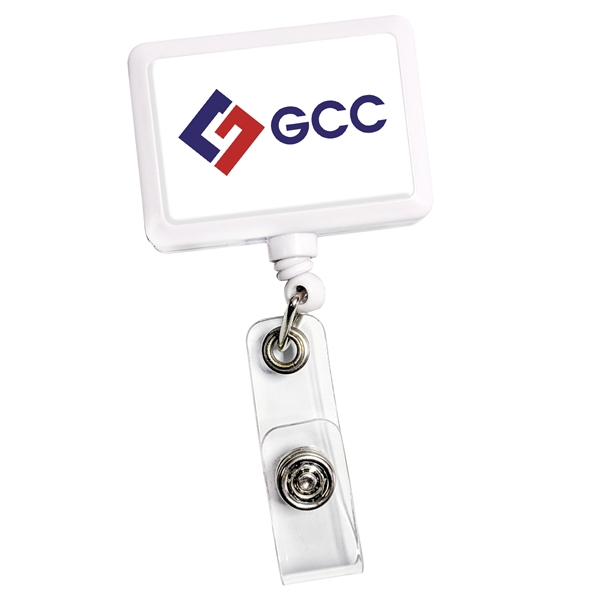 Rectangle shape retractable badge holder with belt clip and swivel bulldog... from ASI 64635 KEY-BAK Promotional Products