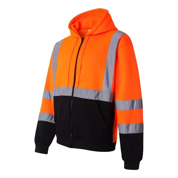 Hi-Vis hooded full-zip sweatshirt with lower outside slash pockets. Blank product.... from ASI 84358 S&S Activewear