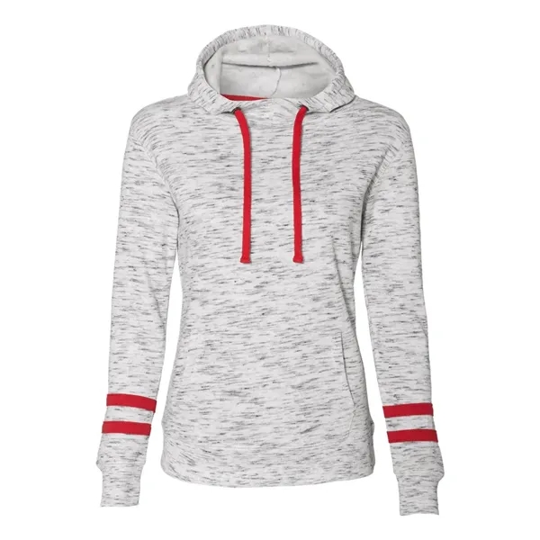 Women's Melange Fleece Striped Sleeve Hooded Pullover... from ASI 84358 S&S Activewear