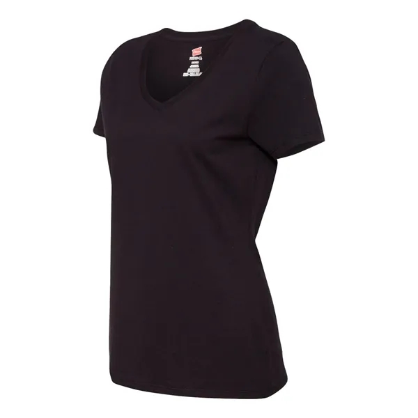Women's V-neck T-shirt made of cotton/polyester with contoured, side-seamed feminine fit.... from ASI 84358 S&S Activewear