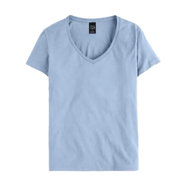 Women's V-neck T-shirt made of cotton/polyester with contoured, side-seamed feminine fit.... from ASI 84358 S&S Activewear