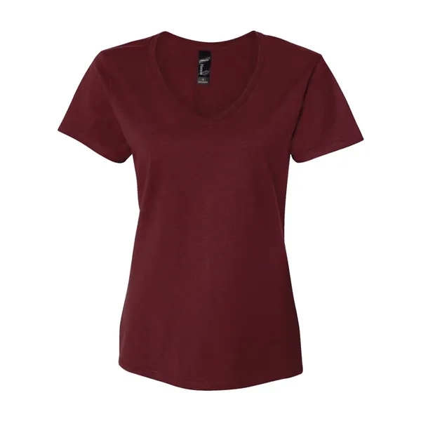 Women's V-neck T-shirt made of cotton/polyester with contoured, side-seamed feminine fit.... from ASI 84358 S&S Activewear