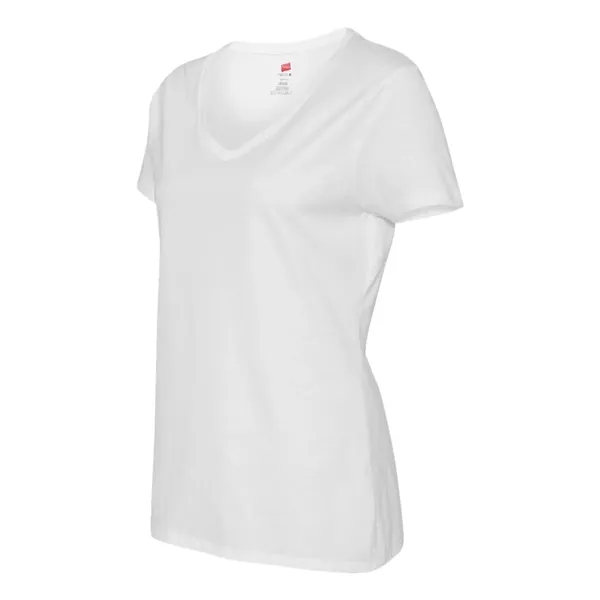 Women's V-neck T-shirt made of cotton/polyester with contoured, side-seamed feminine fit.... from ASI 84358 S&S Activewear