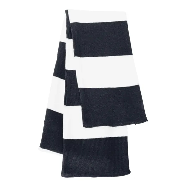 Acrylic rugby striped knit scarf. Blank product.... from ASI 84358 S&S Activewear