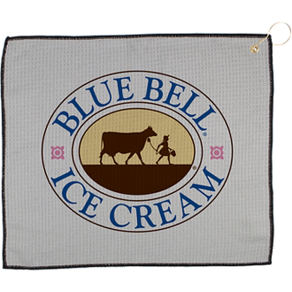 15" x 18" golf towel with waffle design and grommet.... from ASI 57653 Gold Bond