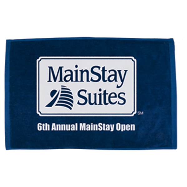 16" x 25" hemmed cotton velour golf towel with brass grommet... from ASI 57653 Gold Bond