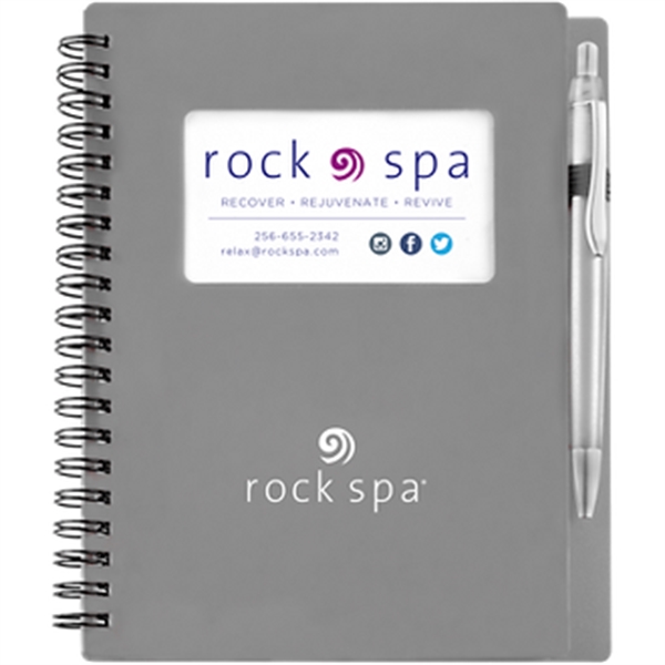 Spiral-bound notebook with 126 stone sheets, business card window on the... from ASI 57653 Gold Bond