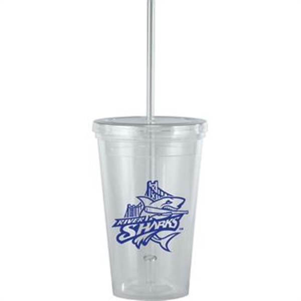16-ounce drinking glass with a lid, straw, and double-wall insulation.... from ASI 57653 Gold Bond