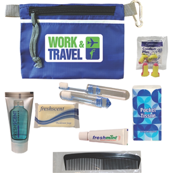 Business travel kit with shampoo, soap, toothbrush, toothpaste, tissue pack, comb,... from ASI 57653 Gold Bond