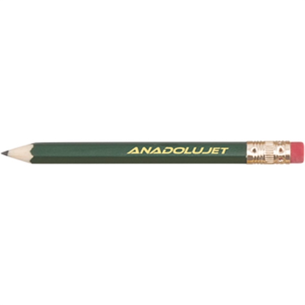 3.25" hexagonal wooden golf pencil with gold ferrule and eraser.... from ASI 57653 Gold Bond