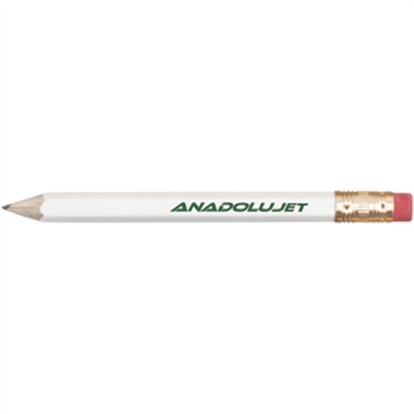 3.25" hexagonal wooden golf pencil with gold ferrule and eraser.... from ASI 57653 Gold Bond
