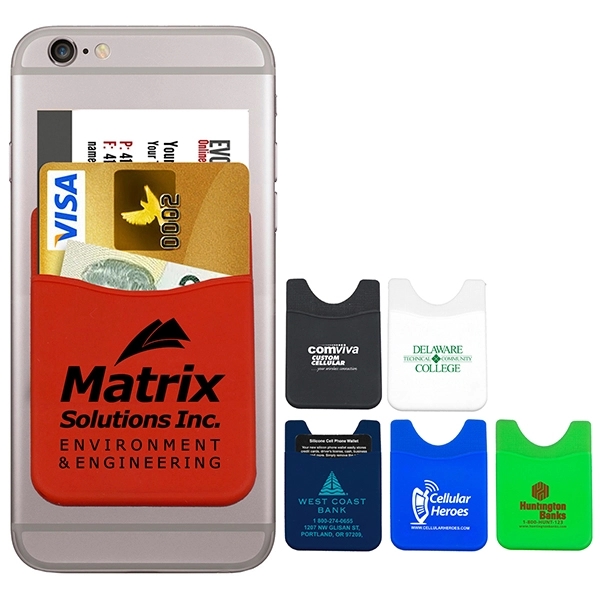 Soft silicone wallet for attachment to the back of a cell... from ASI 62660 Innovation Line