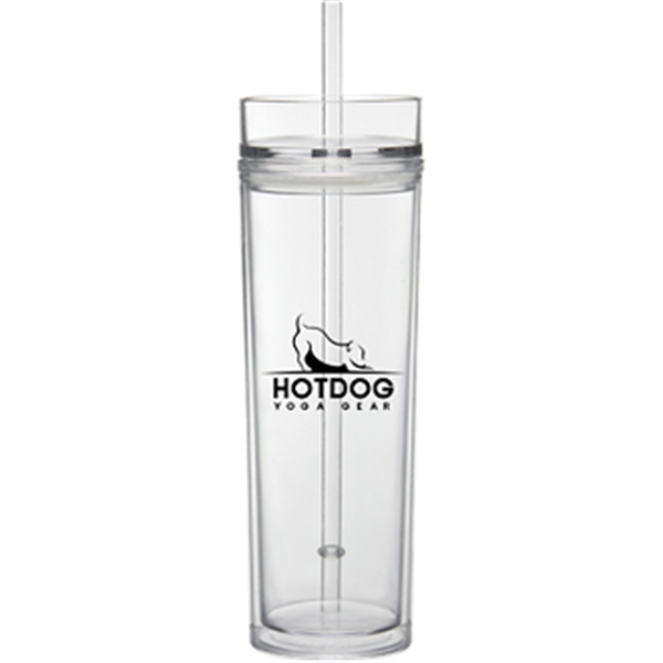 16-ounce drinking glass with double-wall insulation, lid, and straw.... from ASI 57653 Gold Bond