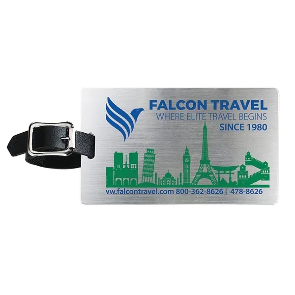 2 1/2" x 4 1/4" brushed aluminum luggage tag with black... from ASI 62660 Innovation Line