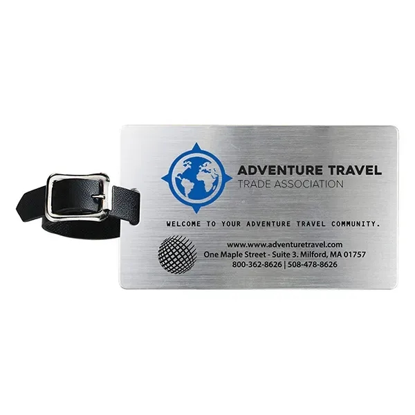 2 1/2" x 4 1/4" brushed aluminum luggage tag with black... from ASI 62660 Innovation Line
