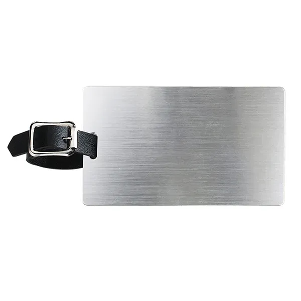 2 1/2" x 4 1/4" brushed aluminum luggage tag with black... from ASI 62660 Innovation Line